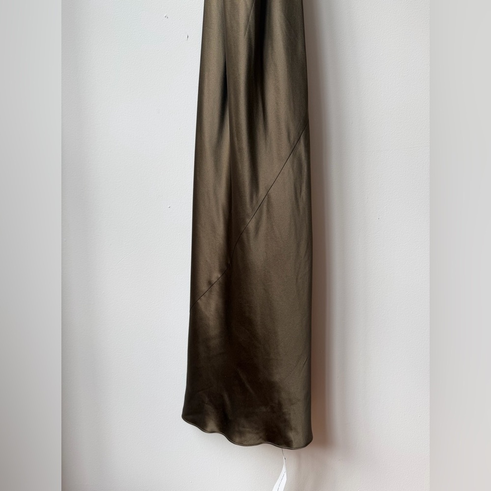 NEW NWT Reformation Morel Brown Anaiis Silk Dress High Neck Open Back Maxi - Picture 11 of 12